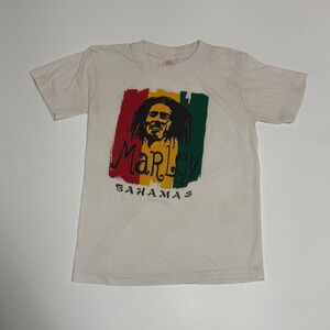 Vintage 80s Marley‎ Bahamas Graphic Tee Kids Youth T Shirt Rasta Reggae